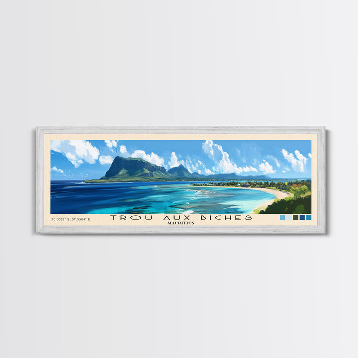 Trou aux Biches, Mauritius Panoramic Print, Vacation Gift, Mauritius Wall Art, Beach Painting, Beach Decor, Beach Or Lakehouse Art