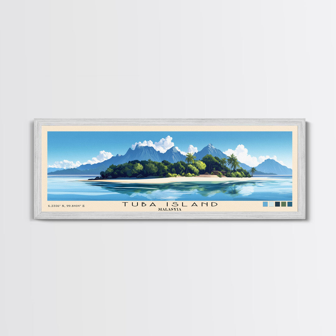 Tuba Island, Malasyia Panoramic Print, Vacation Gift, Malasyia Wall Art, Beach Painting, Beach Decor, Beach Or Lakehouse Art