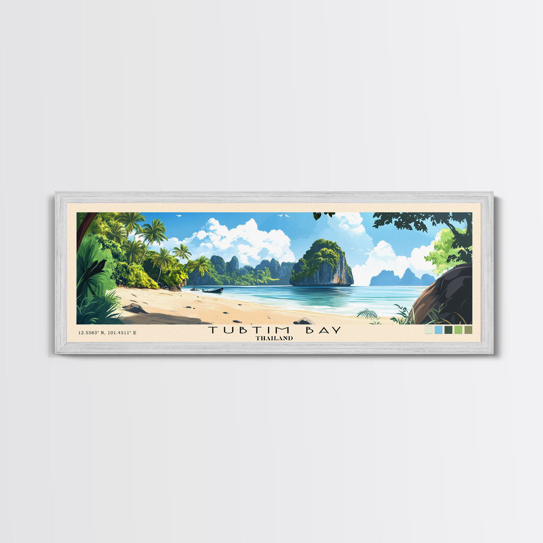 Tubtim Bay, Thailand Panoramic Beach Print, Vacation Gift, Thailand Wall Art, Beach Painting, Beach Decor, Beach Painting