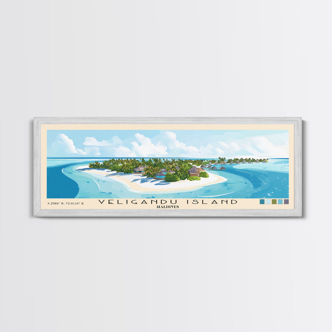 Veligandu Island, Maldives Panoramic Beach Print, Vacation Gift, Maldives Wall Art, Beach Painting, Beach Decor, Beach Painting