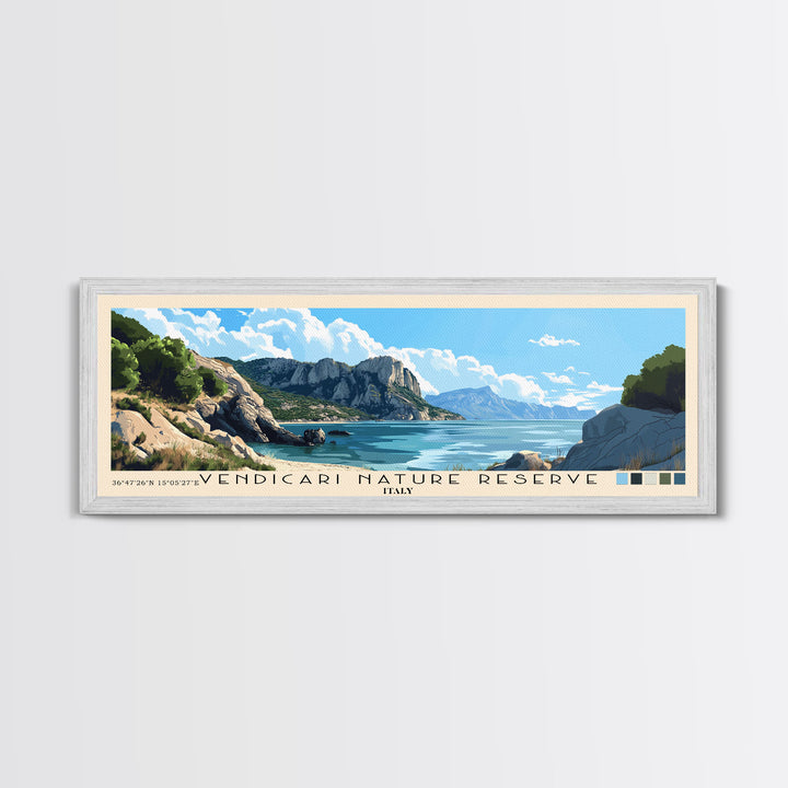 Vendicari Nature Reserve, Italy Panoramic Print, Vacation Gift, Italy Wall Art, Beach Painting, Beach Decor, Large Wall Art, Wood Frame Art