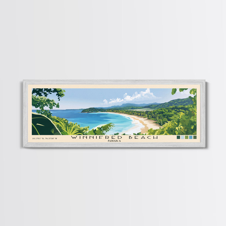 Winnifred Beach, Jamaica Panoramic Print, Vacation Gift, Jamaica Wall Art, Beach Painting, Beach Decor, Beach Or Lakehouse Art