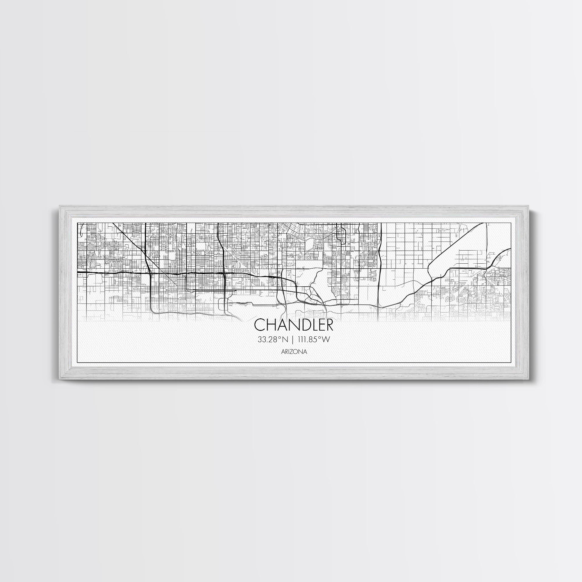 Panoramic Chandler City Map, Arizona Art, Map Print, Minimalist Wall Art, Canvas Art, Housewarming Gift, Street Map Art, Closing Gift