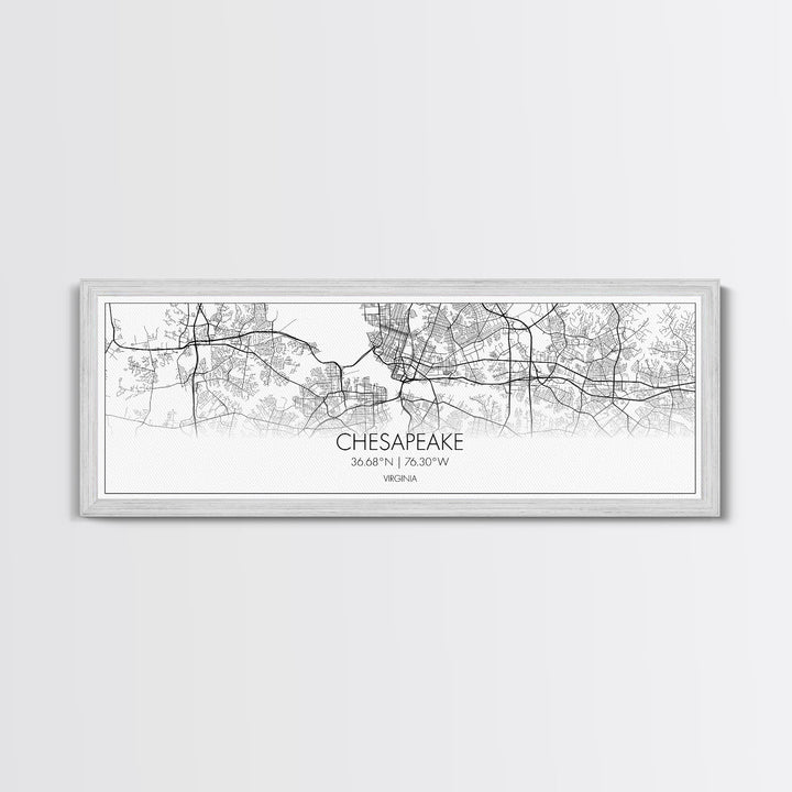 Panoramic Chesapeake City Map, Virginia Art, Map Print, Minimalist Wall Art, Canvas Art, Housewarming Gift, Street Map Art, Closing Gift