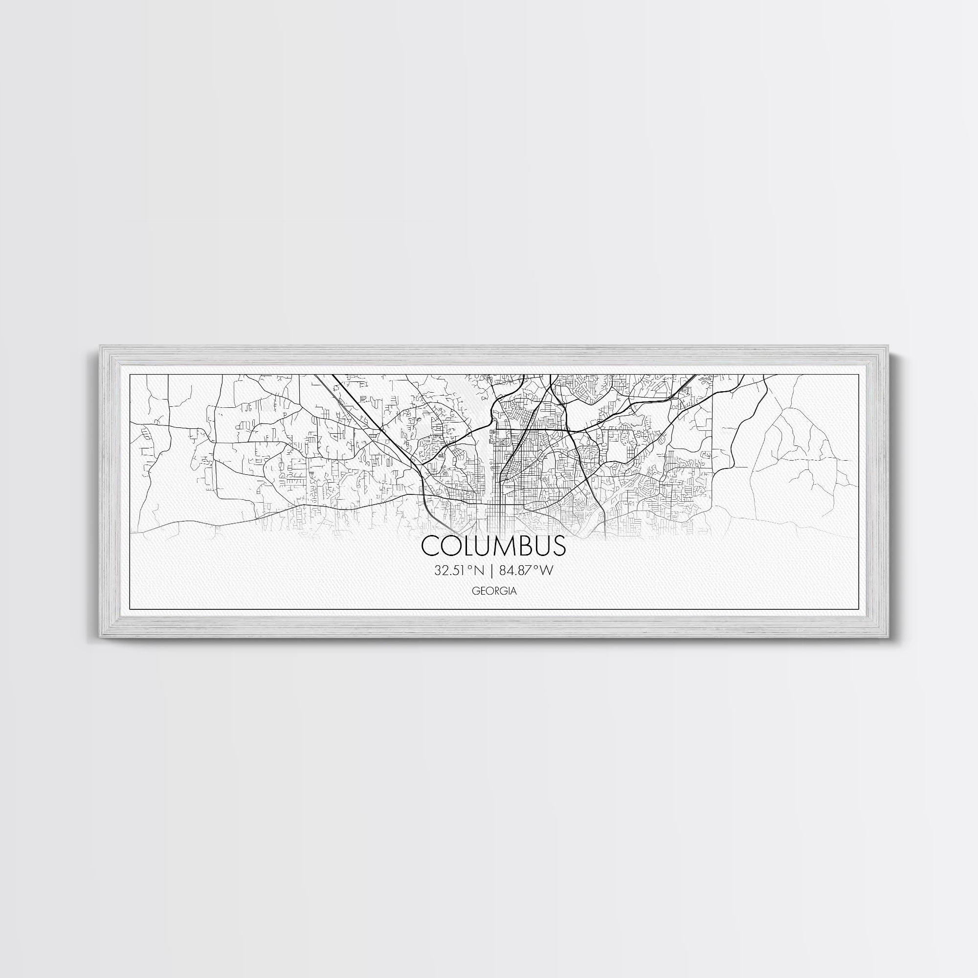 Panoramic Columbus City Map, Georgia Art, Map Print, Minimalist Wall Art, Canvas Art, Housewarming Gift, Street Map Art, Closing Gift