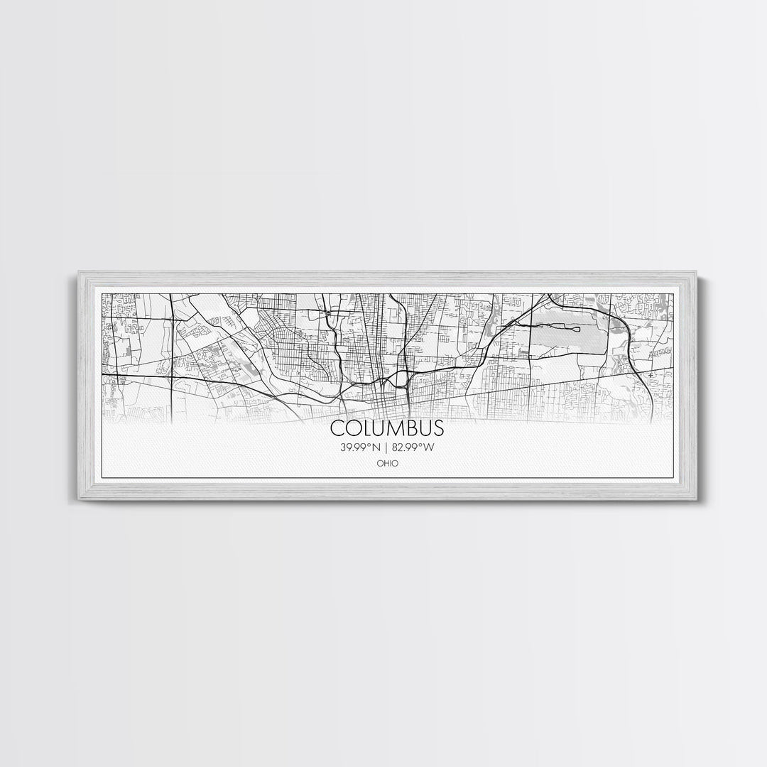 Panoramic Columbus City Map, Ohio Art, Map Print, Minimalist Wall Art, Canvas Art, Housewarming Gift, Street Map Art, Closing Gift