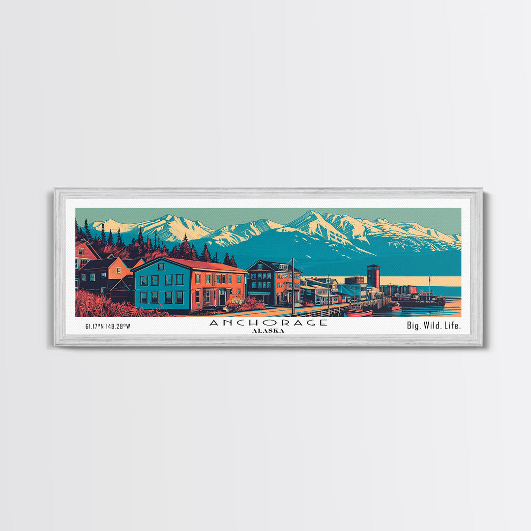 Anchorage Alaska Panoramic Travel Poster Canvas Print