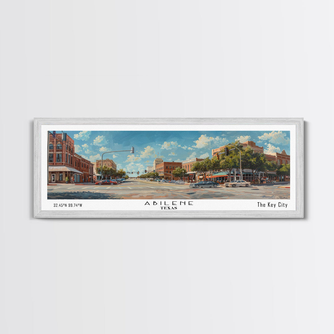 Abilene Texas Panoramic Painting, Watercolor Framed Canvas Print, Scenic City Art, Travel Poster, Home Decor, Wall Hanging, Gift Idea