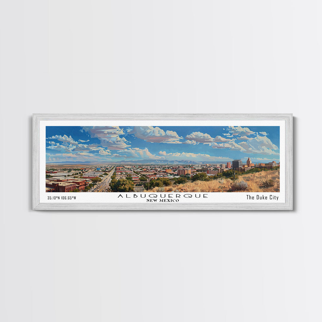 Albuquerque New Mexico Panoramic Painting, Watercolor Framed Canvas Print, Scenic City Art, Travel Poster, Home Decor, Office Wall Art, Gift Idea