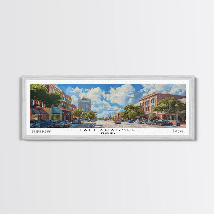 Tallahassee Florida Travel Poster, Framed Canvas Print, Wall Art, Home Decor, Travel Gift, Living Room Art, Retro Style Art