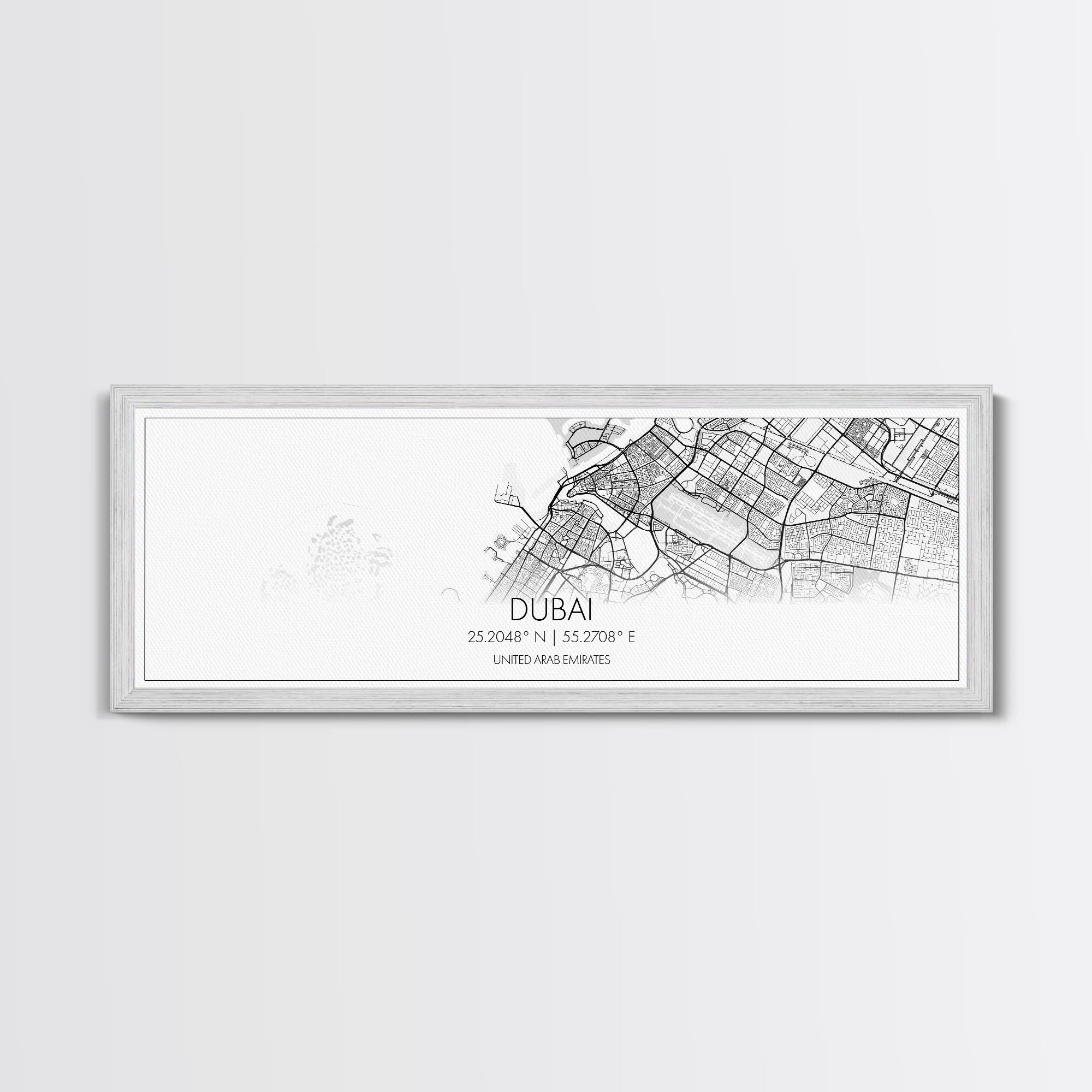 Panoramic Dubai City Map, United Arab Emirates Art, Map Print, Minimalist Wall Art, Canvas Art, Housewarming Gift, Street Map, Closing Gift