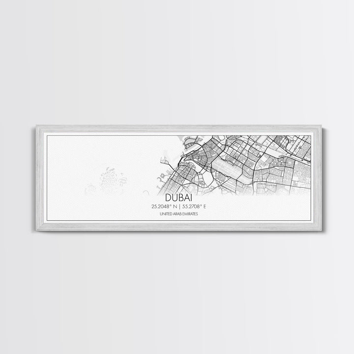 Panoramic Dubai City Map, United Arab Emirates Art, Map Print, Minimalist Wall Art, Canvas Art, Housewarming Gift, Street Map, Closing Gift