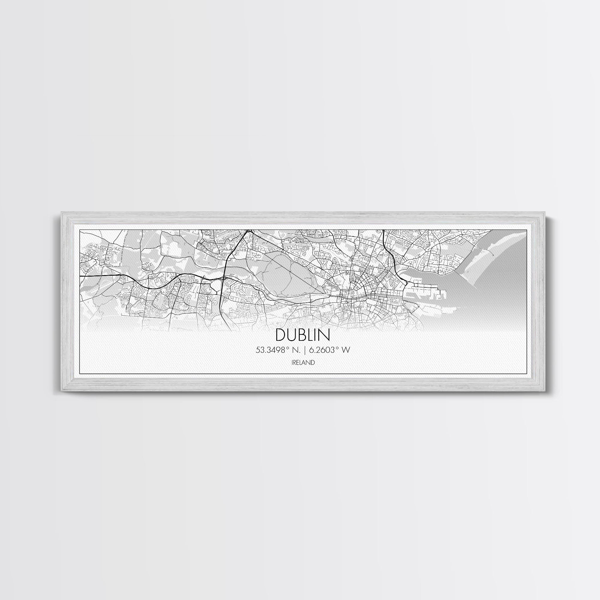 Panoramic Dublin City Map, Ireland Art, Map Print, Minimalist Wall Art, Canvas Art, Housewarming Gift, Street Map Art, Closing Gift