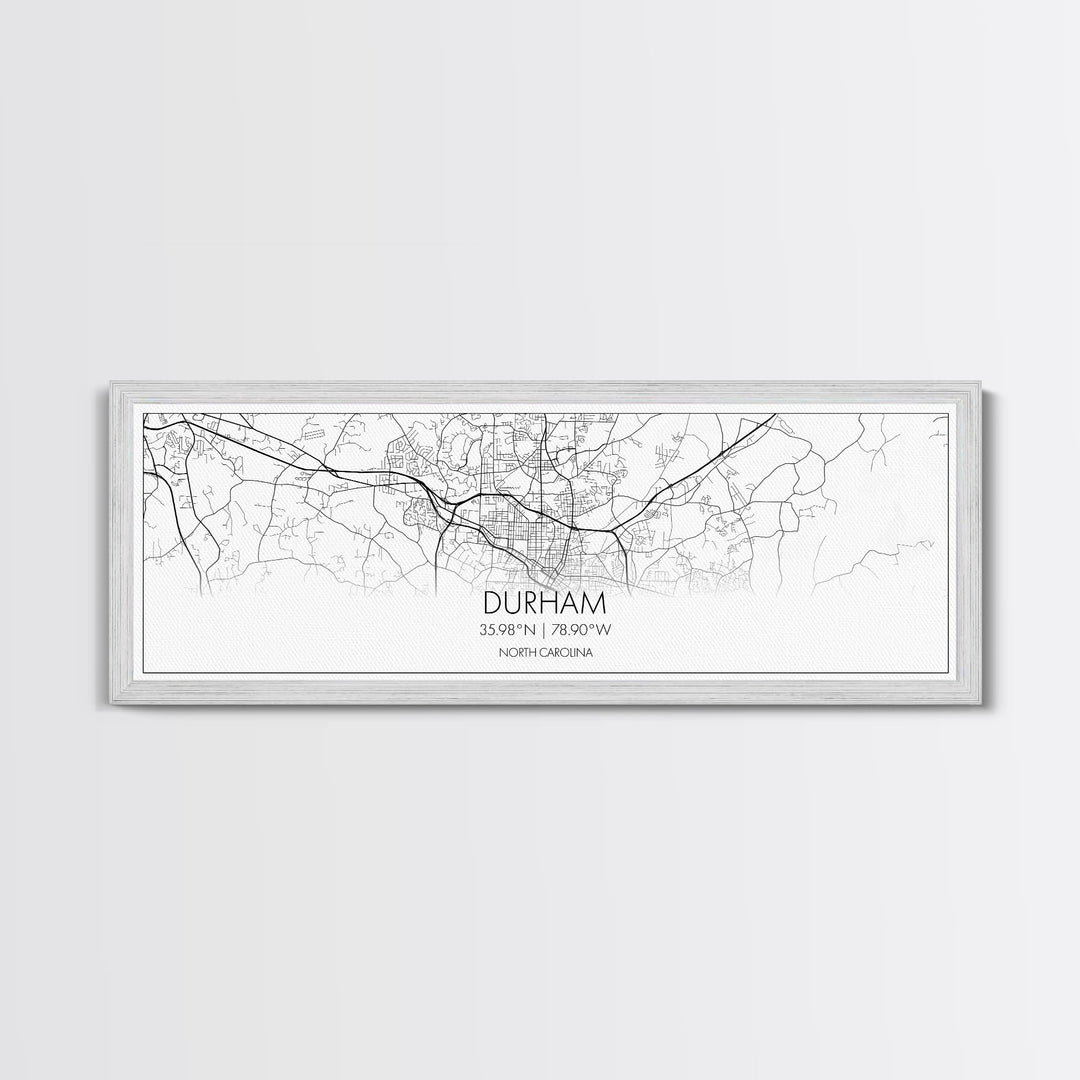 Panoramic Durham City Map, North Carolina Art, Map Print, Minimalist Wall Art, Canvas Art, Housewarming Gift, Street Map Art, Closing Gift