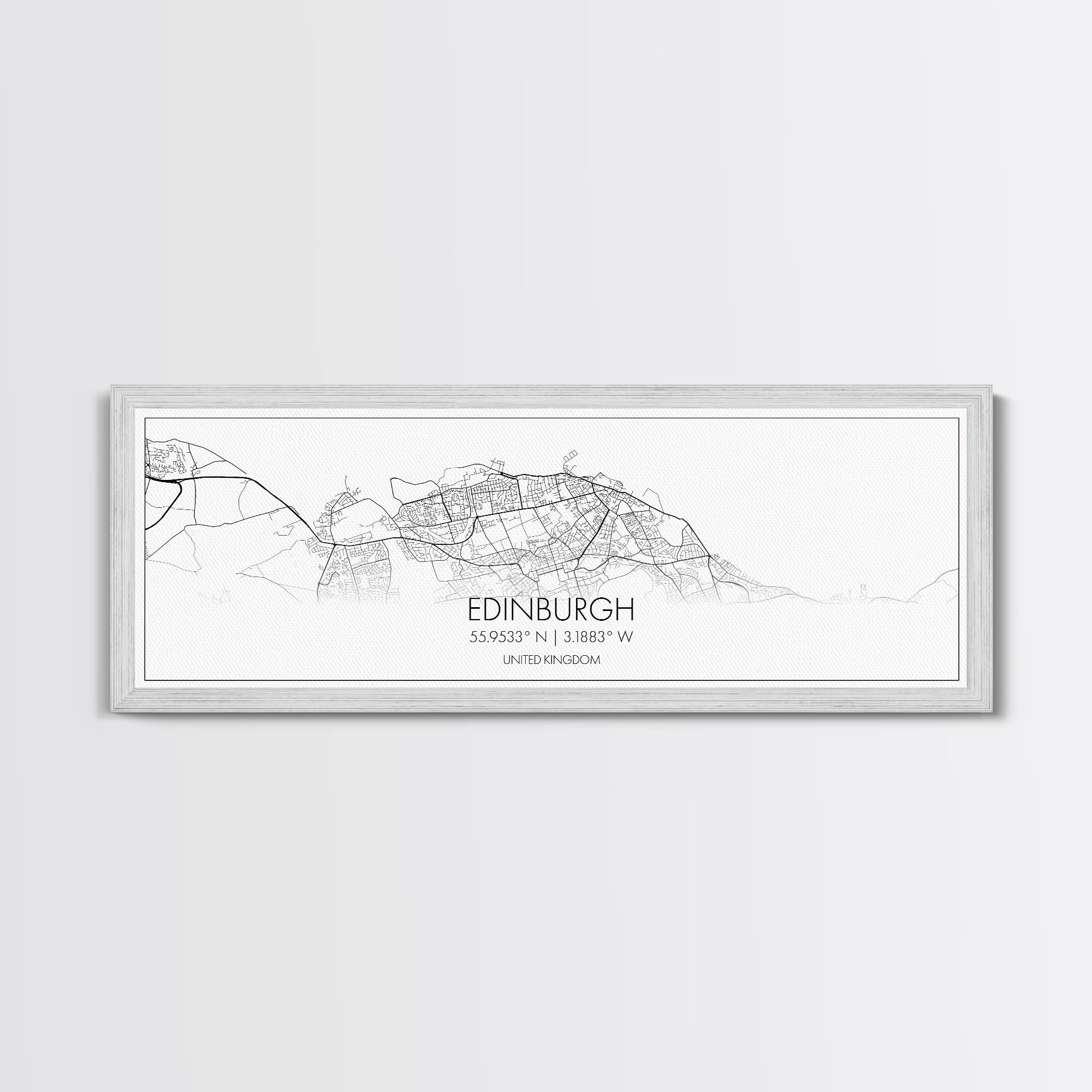 Panoramic Edinburgh City Map, United Kingdom Art, Map Print, Minimalist Wall Art, Canvas Art, Housewarming Gift, Street Map, Closing Gift