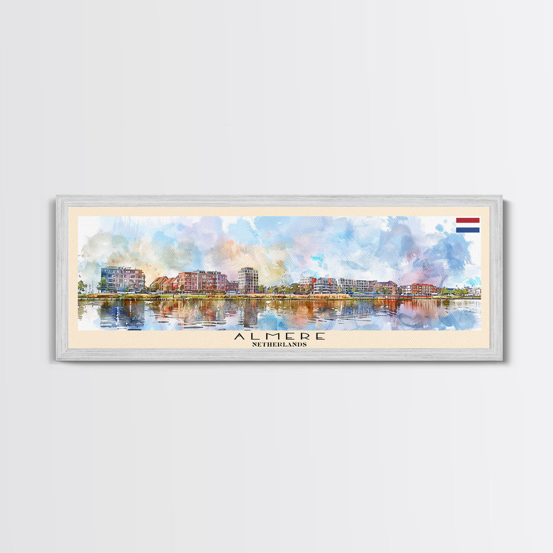 Almere Netherlands Wall Art, Panoramic Travel Poster, Panoramic Framed Canvas Print, City Wall Art, Wall Hanging Home Decor, Travel Art