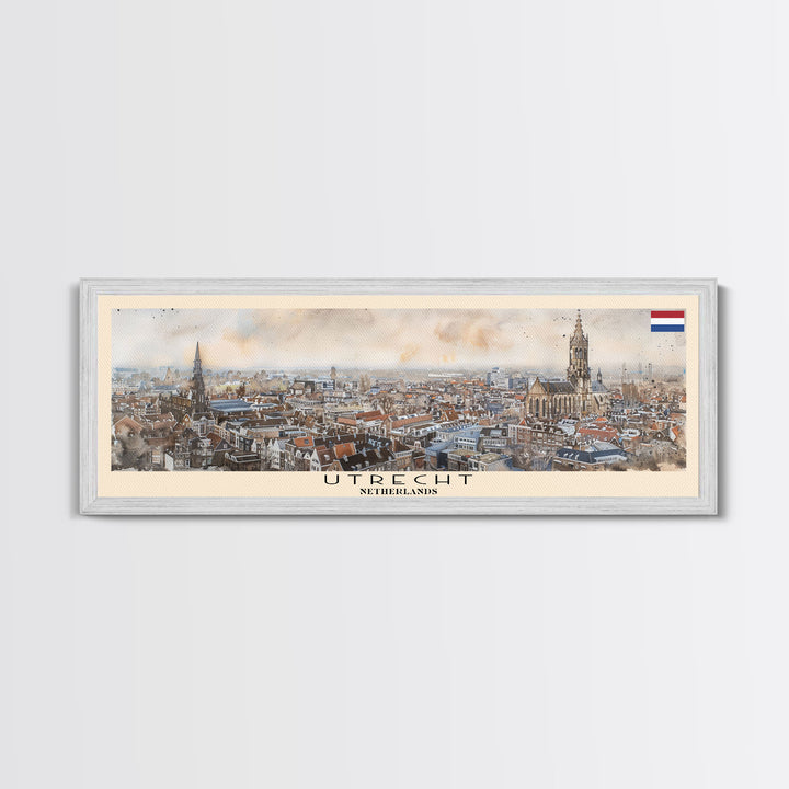 Utrecht Netherlands Travel Print Wall Art, Panoramic City Art, Travel Art, Wall Decor, Vacation Gift, Framed Canvas Print Or Metal Art