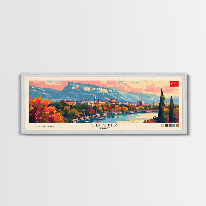 Adana Turkey  Travel Art, City Art, Framed Canvas Print or Metal Wall Art, Europe Travel Poster, Panoramic Wall Art, Extra Wide Wall Art