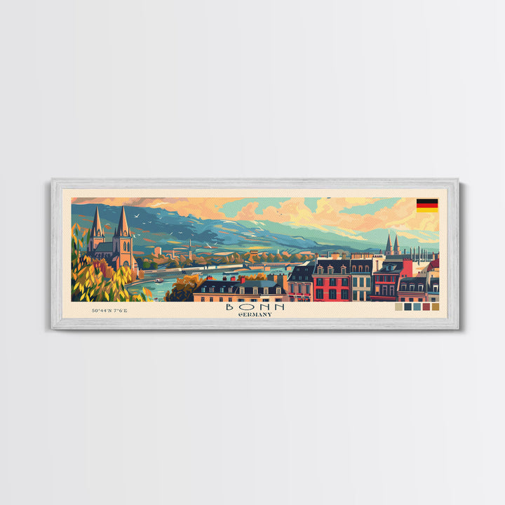 Bonn Germany Travel Print Wall Art, Panoramic City Art, Travel Art, Wall Decor, Vacation Gift, Framed Canvas Print Or Metal Art