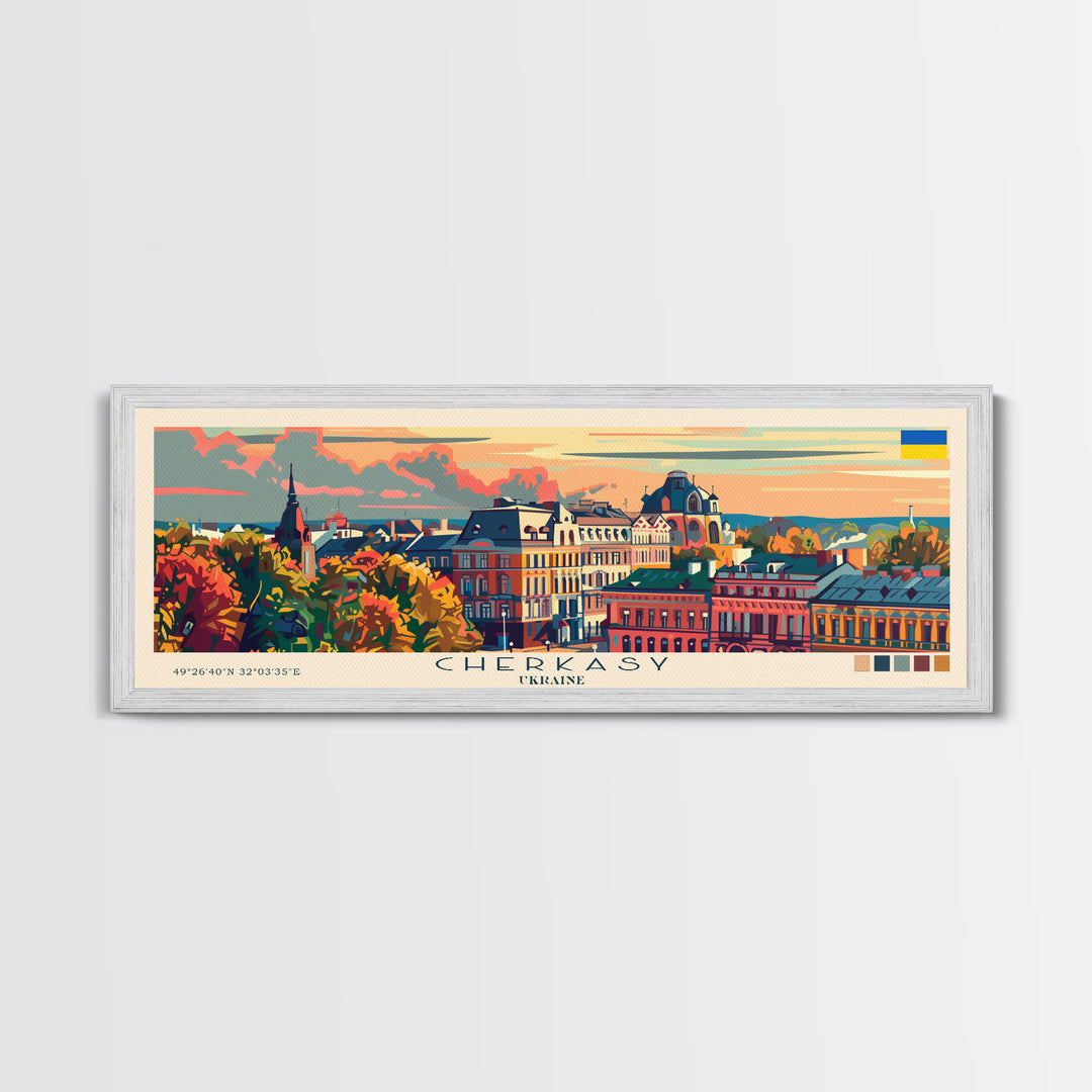 Cherkasy Ukraine Travel Art, City Art, Framed Canvas Print or Metal Wall Art, Europe Travel Poster, Panoramic Wall Art, Extra Wide Wall Art