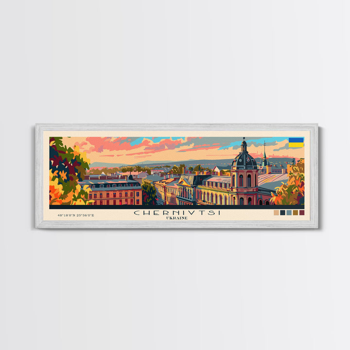 Chernihiv Ukraine Panoramic Travel Poster, Framed Canvas Print or Metal Wall Art, Travel Art, Home Decor, Panoramic Painting, Midcentury Art