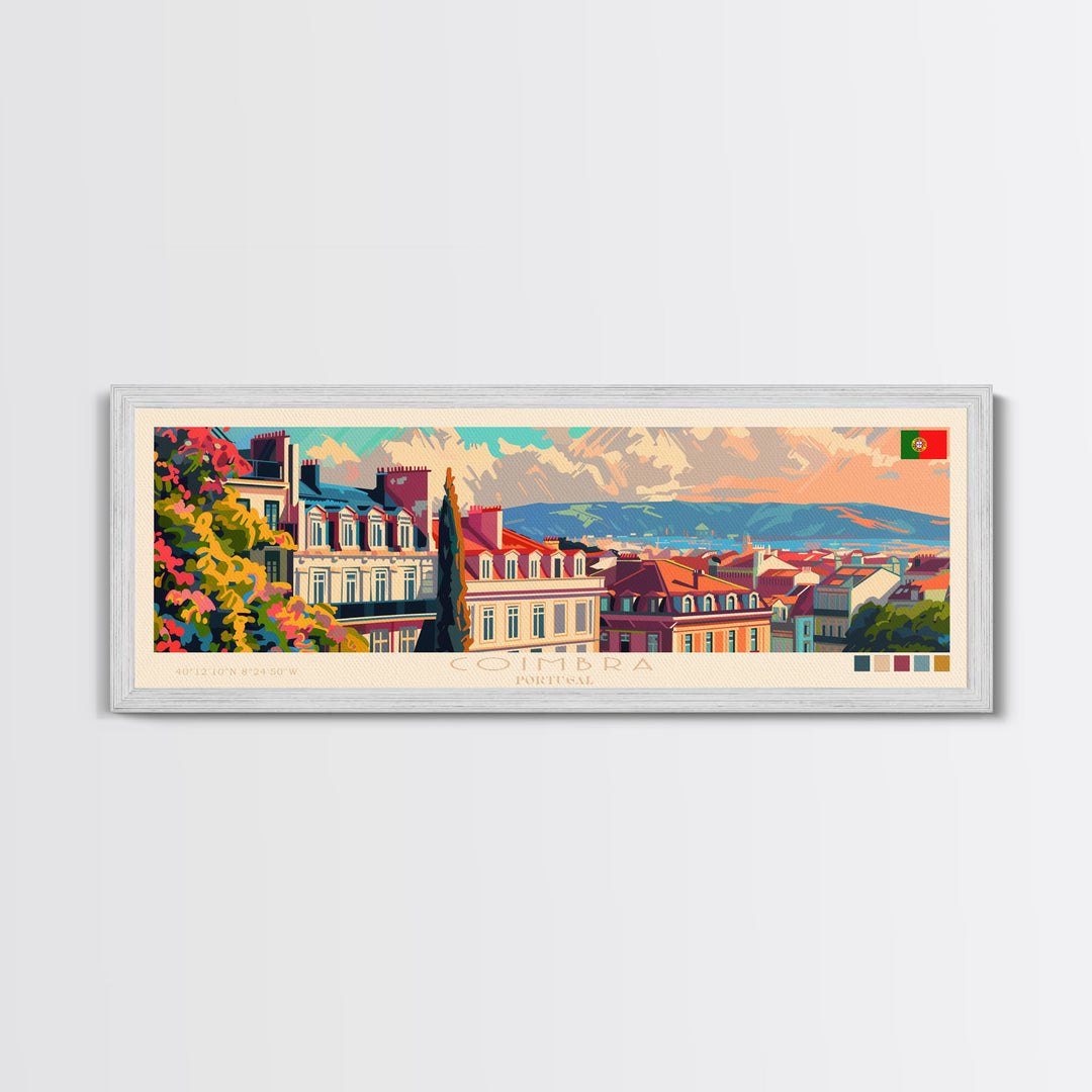 Coimbra Portugal Travel Art, City Art, Framed Canvas Print or Metal Wall Art, Europe Travel Poster, Panoramic Wall Art, Extra Wide Wall Art