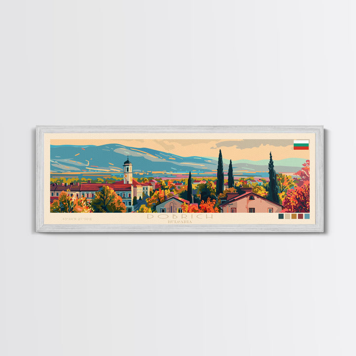 Dobrich Bulgaria Travel Art, City Art, Framed Canvas Print or Metal Wall Art, Europe Travel Poster, Panoramic Wall Art, Extra Wide Wall Art