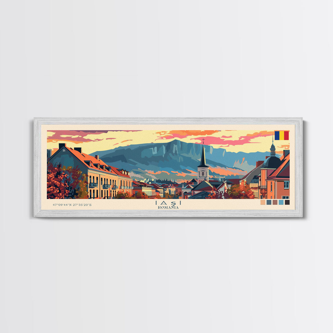 Iași Romania Wall Art, Panoramic Travel Poster, Panoramic Framed Canvas Print, City Wall Art, Wall Hanging Home Decor, Travel Art