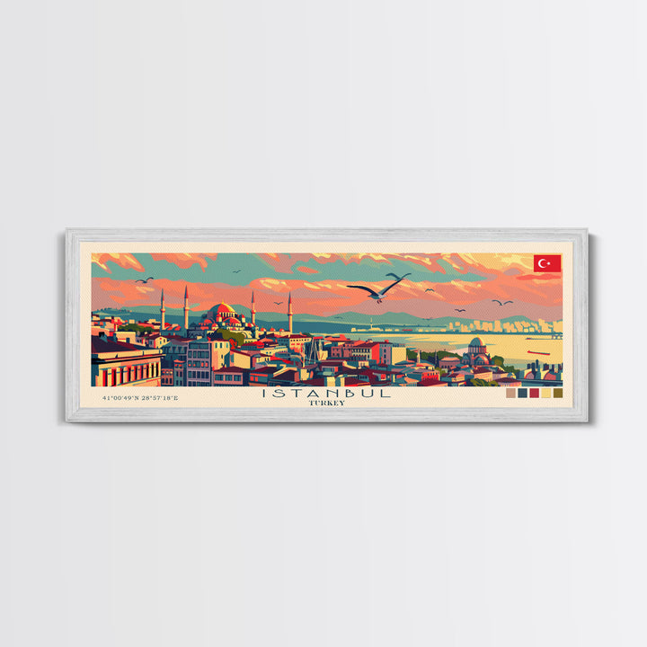 Istanbul Turkey Travel Print Wall Art, Panoramic City Art, Travel Art, Wall Decor, Vacation Gift, Framed Canvas Print Or Metal Art