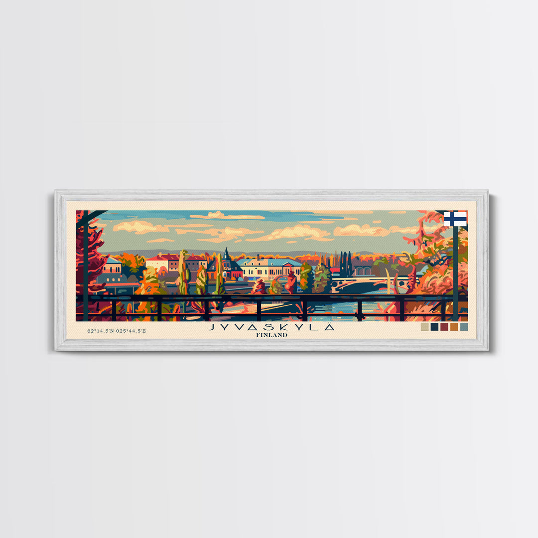 Jyvaskyla Finland Travel Art, City Art, Framed Canvas Print or Metal Wall Art, Europe Travel Poster, Panoramic Wall Art, Extra Wide Wall Art