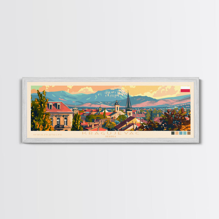 Kragujevac Serbia Travel Print Wall Art, Panoramic City Art, Travel Art, Wall Decor, Vacation Gift, Framed Canvas Print Or Metal Art