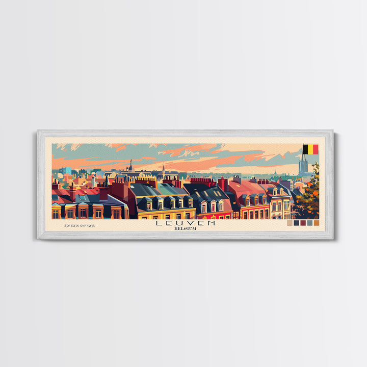 Leuven Belgium Travel Print Wall Art, Panoramic City Art, Travel Art, Wall Decor, Vacation Gift, Framed Canvas Print Or Metal Art