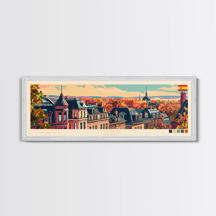 Lund Sweden Travel Print Wall Art, Panoramic City Art, Travel Art, Wall Decor, Vacation Gift, Framed Canvas Print Or Metal Art