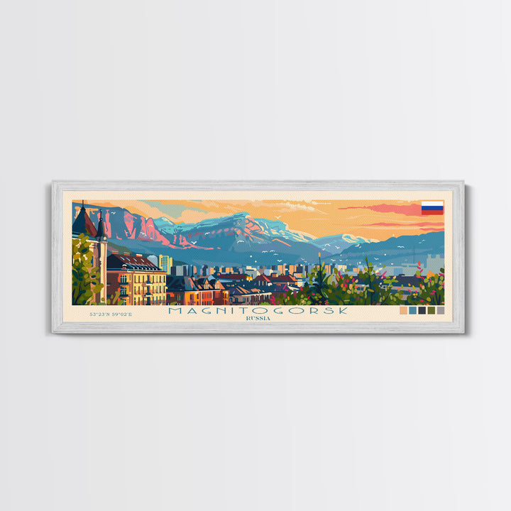 Magnitogorsk Russia Travel Print Wall Art, Panoramic City Art, Travel Art, Wall Decor, Vacation Gift, Framed Canvas Print Or Metal Art