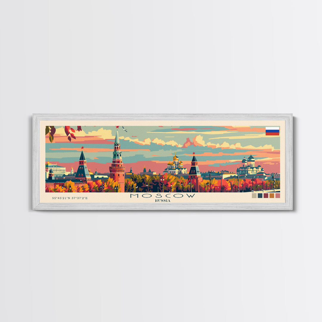 Moscow Russia Travel Print Wall Art, Panoramic City Art, Travel Art, Wall Decor, Vacation Gift, Framed Canvas Print Or Metal Art