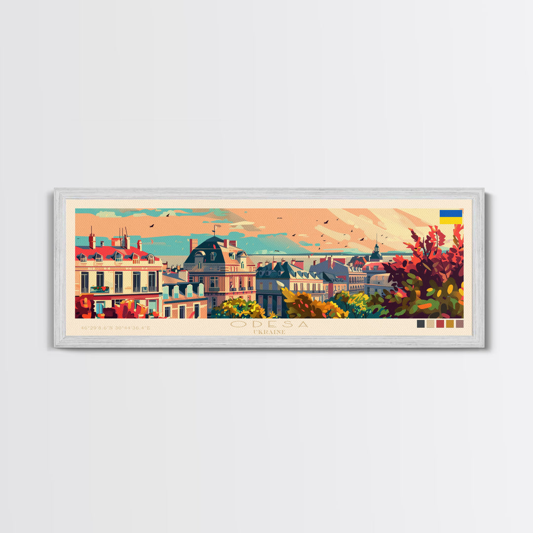 Odesa Ukraine Travel Print Wall Art, Panoramic City Art, Travel Art, Wall Decor, Vacation Gift, Framed Canvas Print Or Metal Art