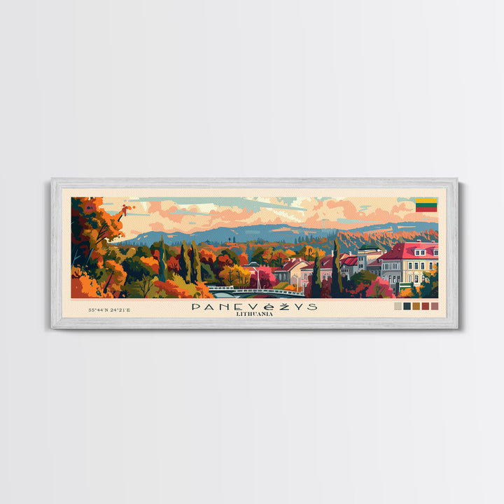 Panevys Lithuania Travel Print Wall Art, Panoramic City Art, Travel Art, Wall Decor, Vacation Gift, Framed Canvas Print Or Metal Art