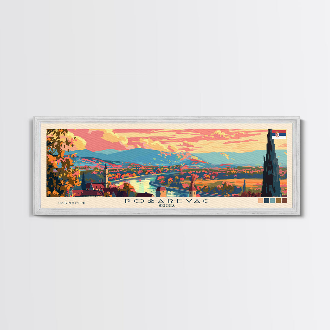 Pozarevac Serbia Travel Print Wall Art, Panoramic City Art, Travel Art, Wall Decor, Vacation Gift, Framed Canvas Print Or Metal Art