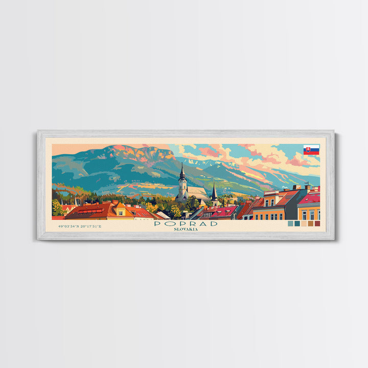 Poprad Slovakia Travel Print Wall Art, Panoramic City Art, Travel Art, Wall Decor, Vacation Gift, Framed Canvas Print Or Metal Art