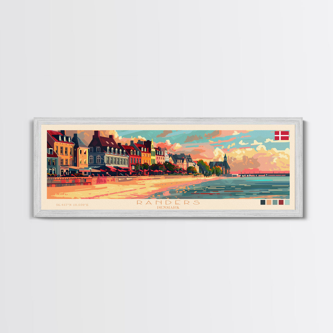 Randers Denmark Travel Art, City Art, Framed Canvas Print or Metal Wall Art, Europe Travel Poster, Panoramic Wall Art, Extra Wide Wall Art