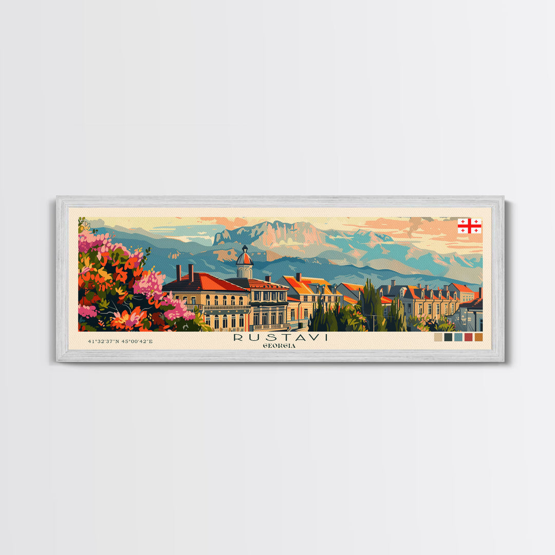 Rustavi Georgia Travel Art, City Art, Framed Canvas Print or Metal Wall Art, Europe Travel Poster, Panoramic Wall Art, Extra Wide Wall Art