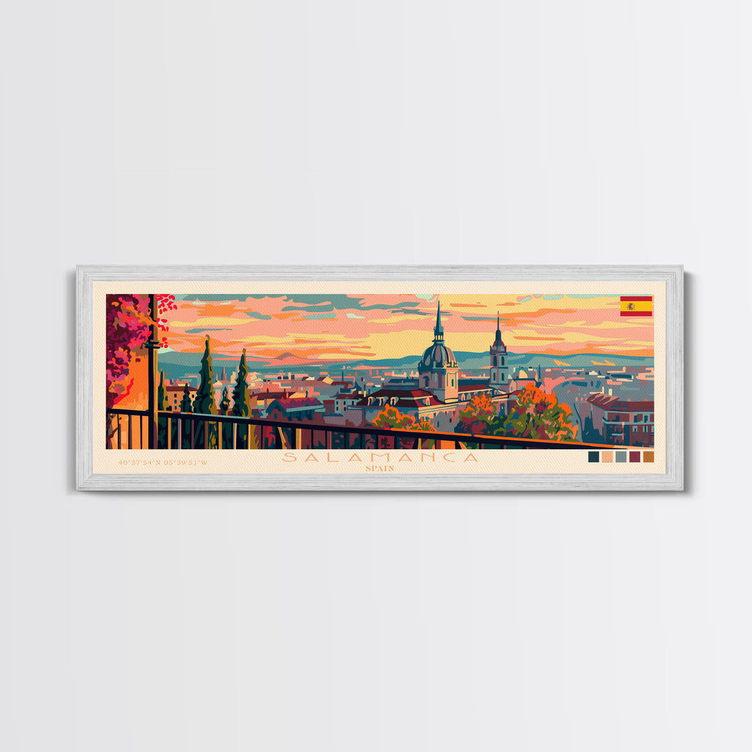 Salamanca Spain Travel Print Wall Art, Panoramic City Art, Travel Art, Wall Decor, Vacation Gift, Framed Canvas Print Or Metal Art