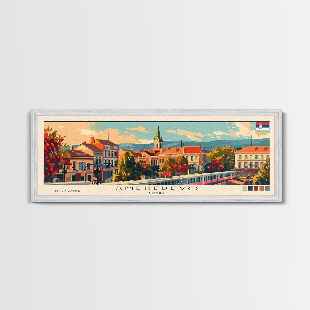 Smederevo Serbia Travel Print Wall Art, Panoramic City Art, Travel Art, Wall Decor, Vacation Gift, Framed Canvas Print Or Metal Art