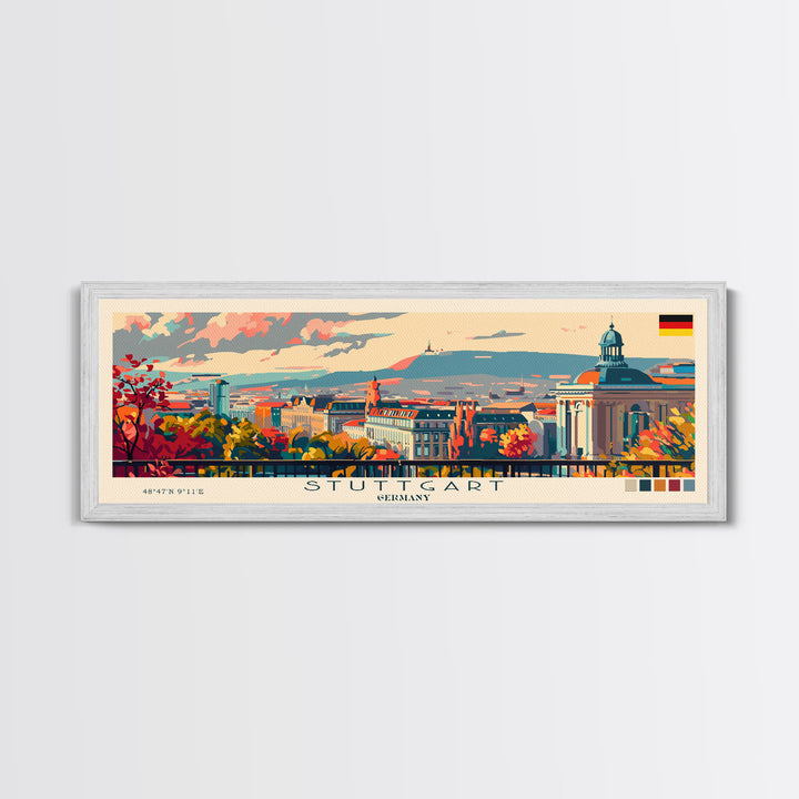 Stuttgart Germany Wall Art, Panoramic Travel Poster, Panoramic Framed Canvas Print, City Wall Art, Wall Hanging Home Decor, Travel Art