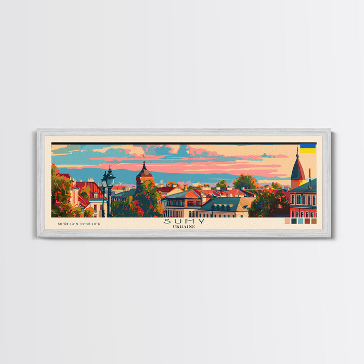 Sumy Ukraine Travel Art, City Art, Framed Canvas Print or Metal Wall Art, Europe Travel Poster, Panoramic Wall Art, Extra Wide Wall Art