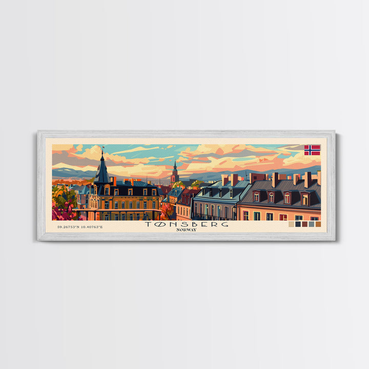 Tønsberg Norway Travel Print Wall Art, Panoramic City Art, Travel Art, Wall Decor, Vacation Gift, Framed Canvas Print Or Metal Art