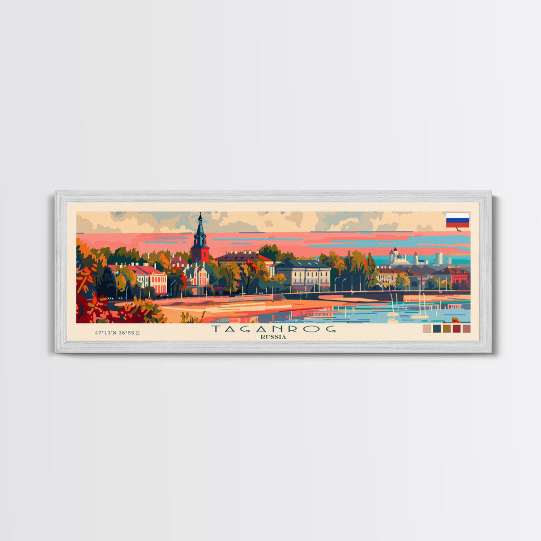 Taganrog Russia Travel Art, City Art, Framed Canvas Print or Metal Wall Art, Europe Travel Poster, Panoramic Wall Art, Extra Wide Wall Art