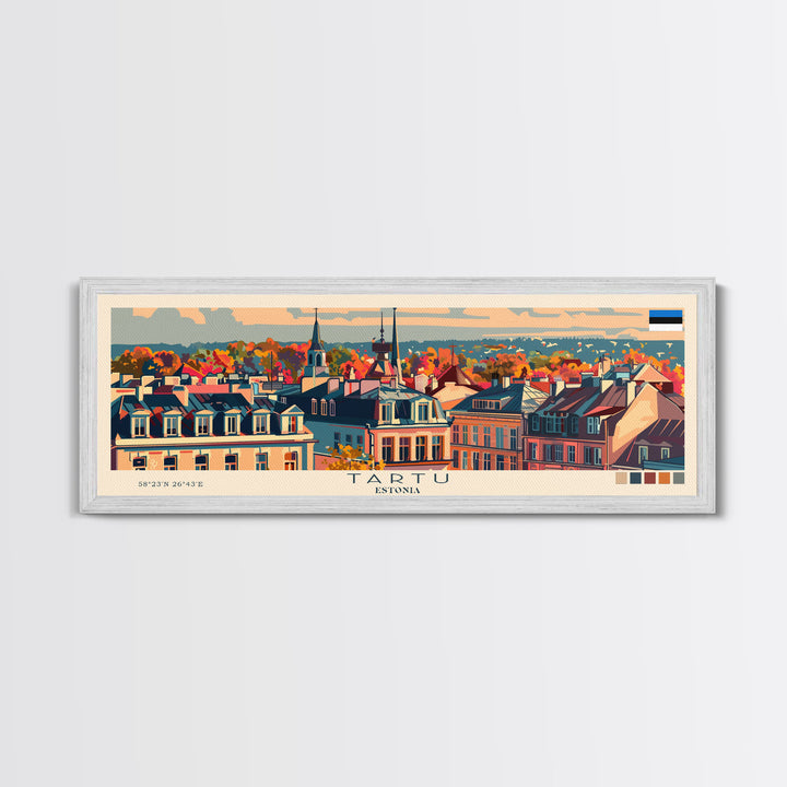 Tartu Estonia Wall Art, Panoramic Travel Poster, Panoramic Framed Canvas Print, City Wall Art, Wall Hanging Home Decor, Travel Art