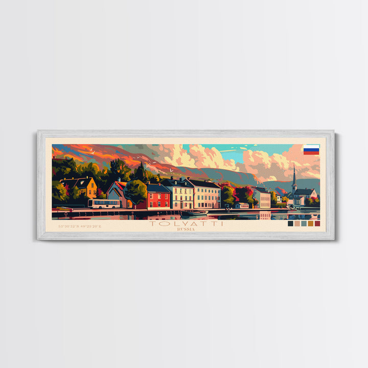 Tolyatti Russia Panoramic Travel Poster, Framed Canvas Print or Metal Wall Art, Travel Art, Home Decor, Panoramic Painting, Midcentury Art