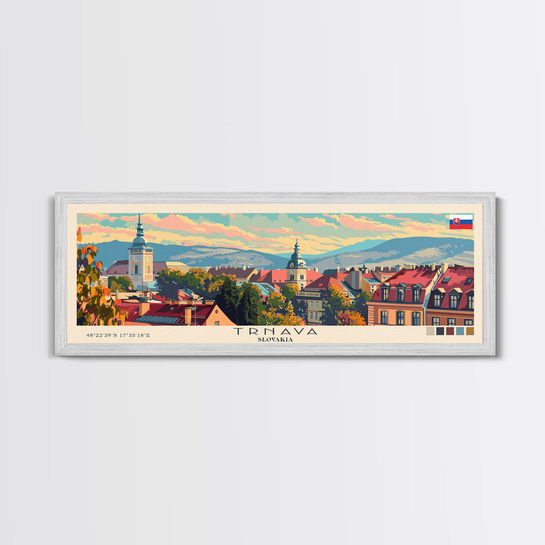 Trnava Slovakia Wall Art, Panoramic Travel Poster, Panoramic Framed Canvas Print, City Wall Art, Wall Hanging Home Decor, Travel Art